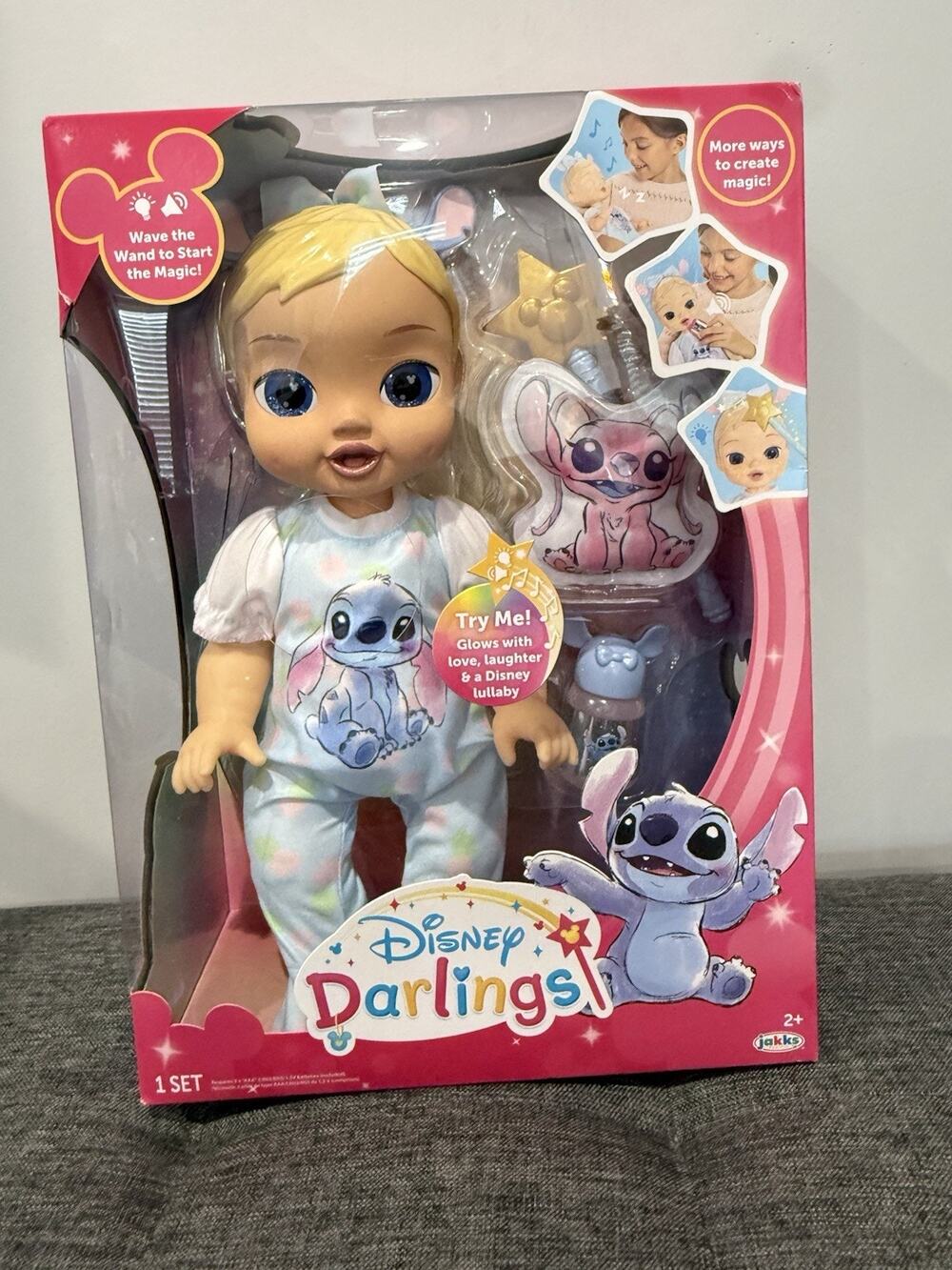 Disney Darlings Deluxe Interactive 13" STITCH Baby Doll Blue Eyes Motion Sound